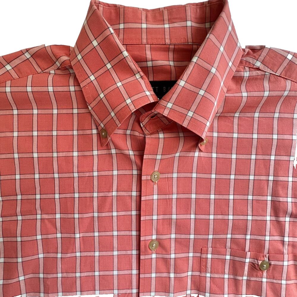 Scott Barber Mens Shirt M Button Down Plaid 100 % Cotton Long Sleeve Houndstooth